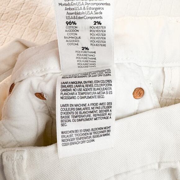 Mother High Waisted Looker Ankle Fray Glass Slipper White Denim Jeans Size 27 - Picture 9 of 11